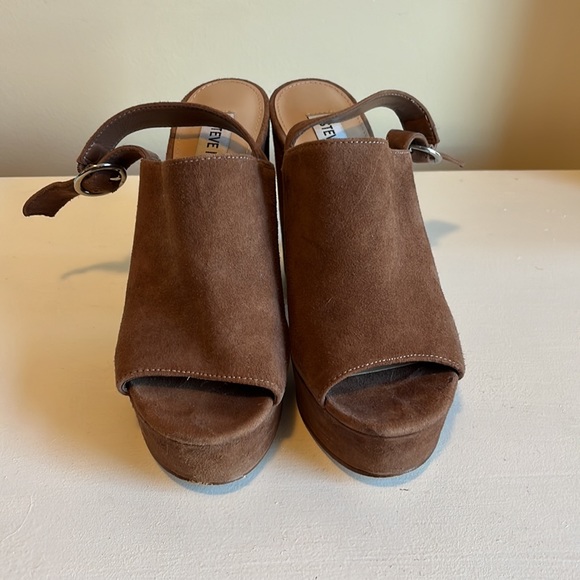 Steve Madden Carter Slingback Suede Camel Chunky Sandal Heel Size 5.5 - Picture 3 of 11